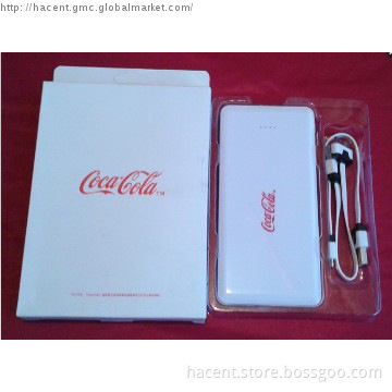 10000mah slim size polymer battery power bank for coca cola